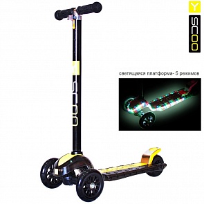 Самокат Y-Scoo Maxi Laser Show, черно-желтый (Y-Scoo, 5859rt)